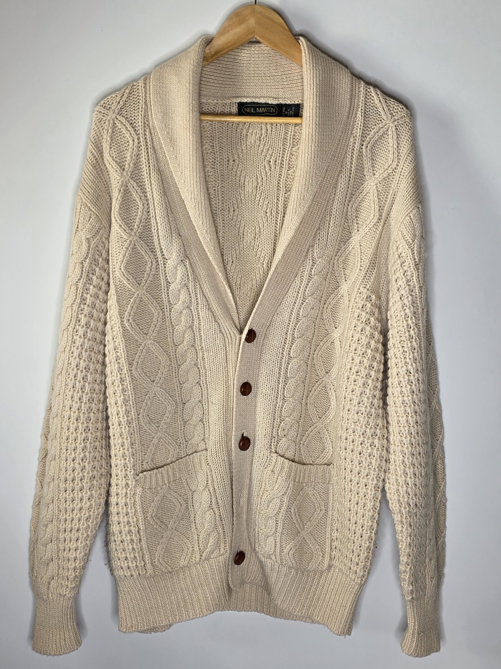 Vintage Neil Martin 100% Wool ***Missing Buttons**** thick chunky sweater Medium